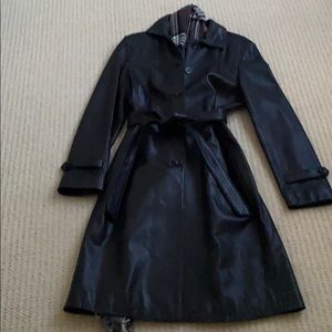 Black leather coat - knee length